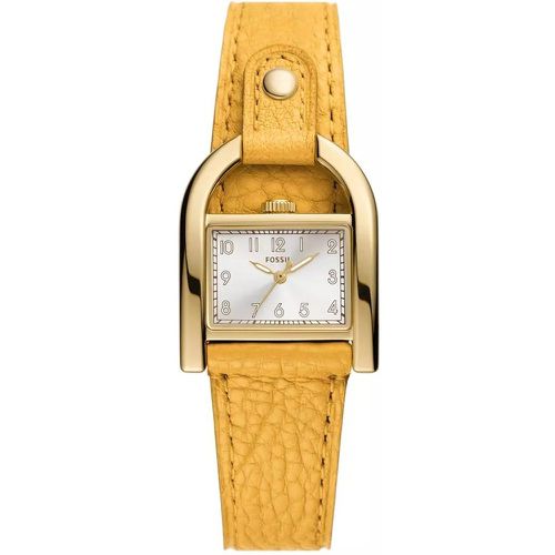 Uhr - Harwell Three-Hand LiteHide™ Leather Watch - Gr. unisize - in Gelb - für Damen - Fossil - Modalova