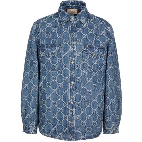 Shirt Jacket Organic Denim GG - Größe 48 - blau - Gucci - Modalova
