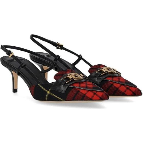 Hohe Schuhe - Black And Red Tartan Slingback Pump - Gr. 38 (EU) - in - für Damen - Elisabetta Franchi - Modalova