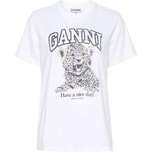 T-shirt wit leopard - Größe M - Ganni - Modalova