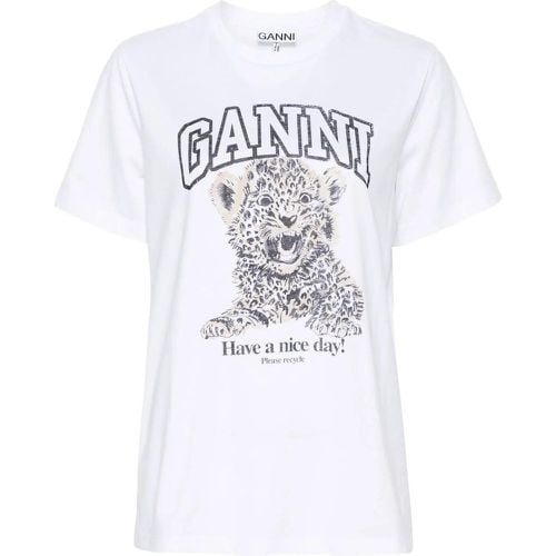 T-shirt wit leopard - Größe XXS - Ganni - Modalova