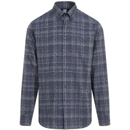 Indigo Scritto Check Shirt - Größe 42 - blau - Berluti - Modalova