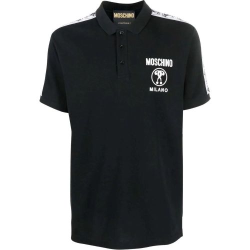 Double Question Mark Polo Zwart - Größe IT 54 - Moschino - Modalova