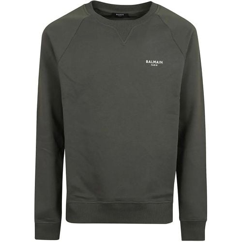 Pure Cotton Crew Neck Sweatshirt With Ribbed Sleev - Größe S - Balmain - Modalova