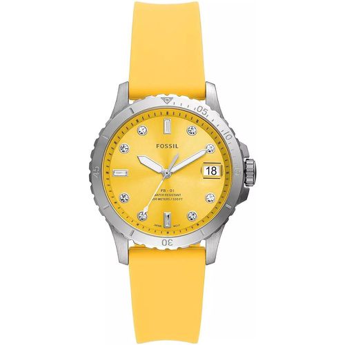 Uhr - FB-01 Three-Hand Date Silicone Watch - Gr. unisize - in Gelb - für Damen - Fossil - Modalova