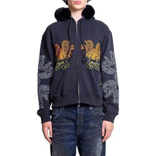 PRINTED HOODED ZIP SWEATER BLACK - Größe M - Acne Studios - Modalova