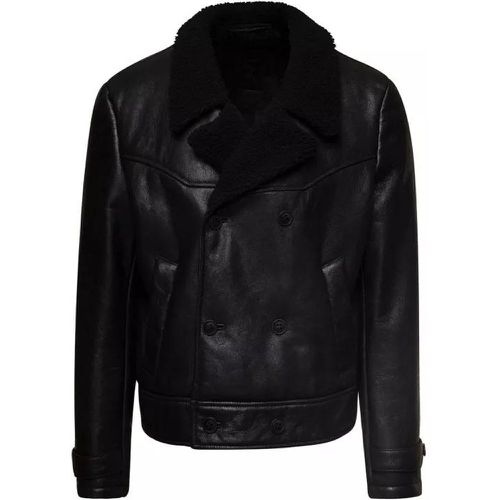 Black Jacket With Shearling Revers And Logo Detail - Größe 50 - black - Salvatore Santoro - Modalova