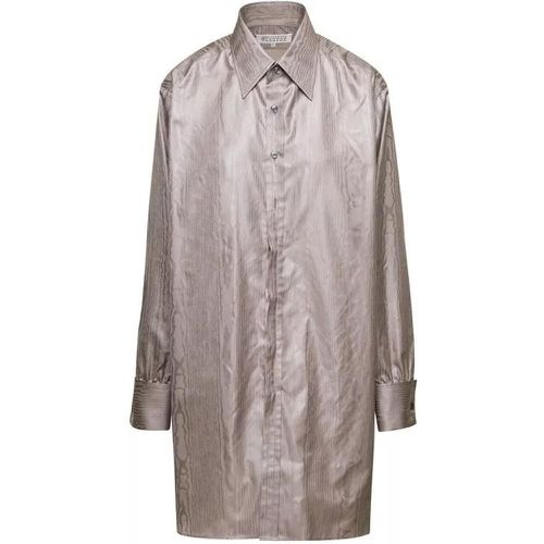 Beige Oversze Poly Moire Shirt In Polyester - Größe 36 - gray - Maison Margiela - Modalova