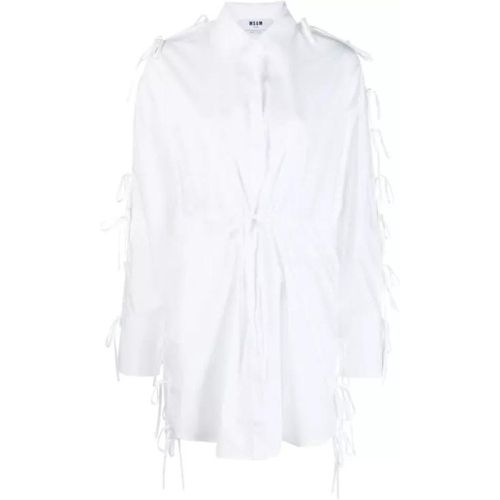 Bow-Embellished Cotton Shirtdress - Größe 40 - white - MSGM - Modalova
