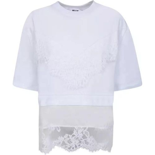 Embroidered Lace White T-Shirt - Größe S - white - MSGM - Modalova