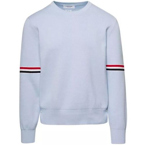 Light Blue Crewneck Sweater With Tricolor Band Det - Größe 2 - blue - Thom Browne - Modalova