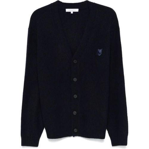 Bold Fox Head Ribbed Cardigan - Größe L - Maison Kitsune - Modalova