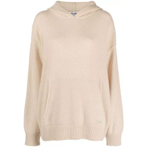 Beige Brushed-Effect Knitted Hoodie - Größe S - MSGM - Modalova