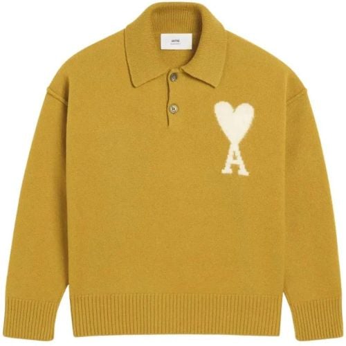 Unisex Yellow Polo Shirt With Classic Collar - Größe XL - AMI Paris - Modalova