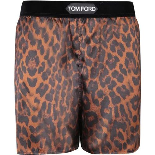 Animal Print Silk Shorts - Größe M - brown - Tom Ford - Modalova