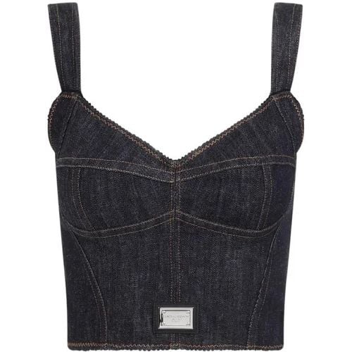 Blue Cotton Bustier - Größe 40 - Dolce&Gabbana - Modalova