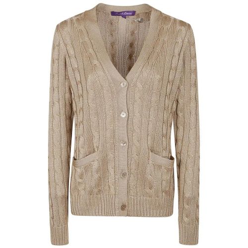 Light Beige Cable Knit Cardigan - Größe S - Polo Ralph Lauren - Modalova