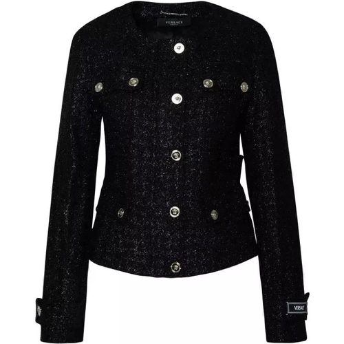 Black Virgin Wool Blend Jacket - Größe 40 - black - Versace - Modalova