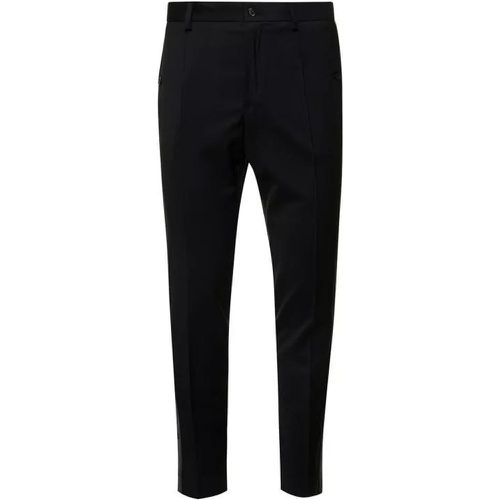Black Slim Pants With Contrasting Logo Band In Str - Größe 48 - black - Dolce&Gabbana - Modalova
