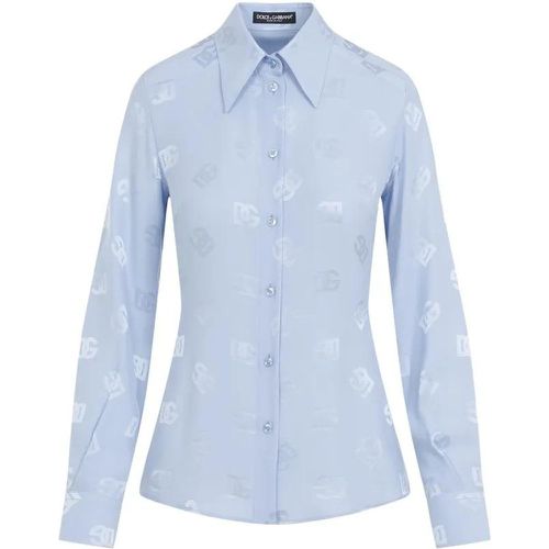 Wisteria Blue Silk Shirt - Größe 42 - Dolce&Gabbana - Modalova