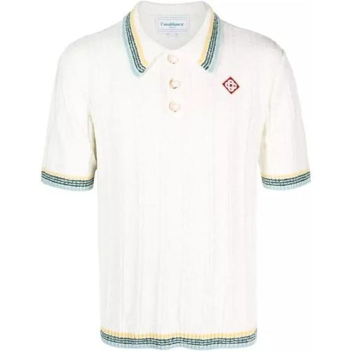 White Ribbed-Knit Polo Shirt - Größe L - white - Casablanca - Modalova