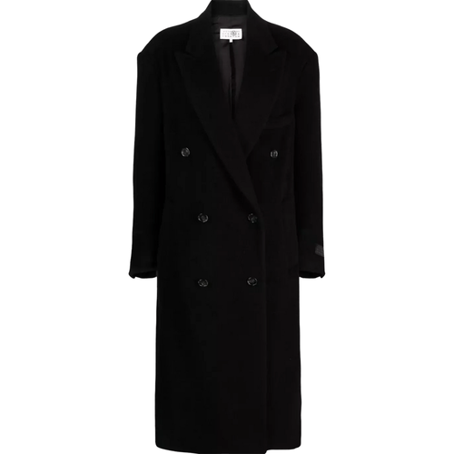Zweireihiger Mantel - Größe 39 - black - MM6 Maison Margiela - Modalova