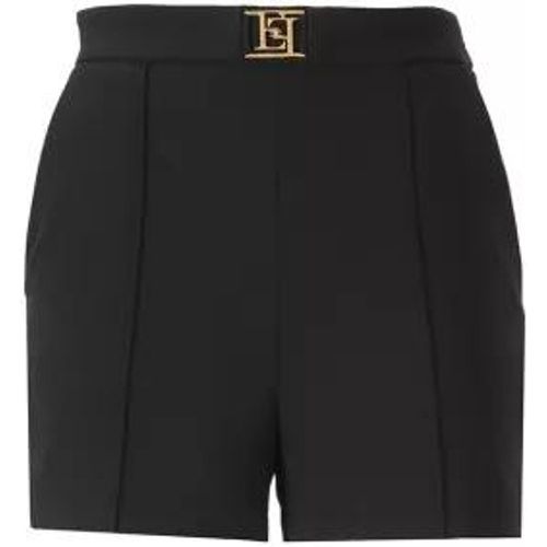 Crepe Shorts With Logo - Größe 40 - black - Elisabetta Franchi - Modalova