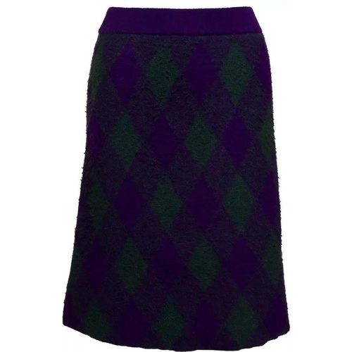 Midi Purple Skirt With Argyle Print In Wool - Größe S - purple - Burberry - Modalova