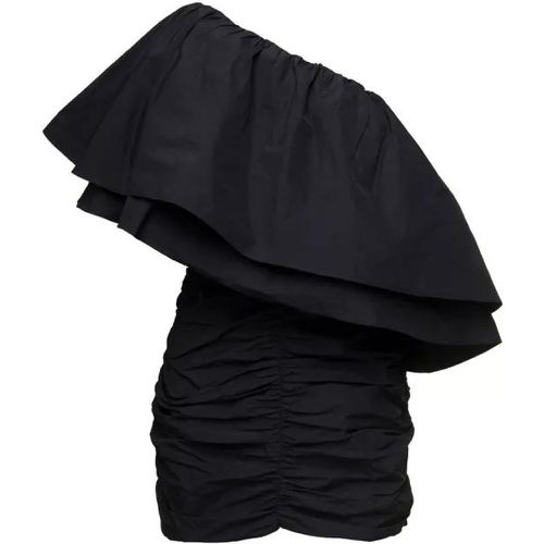 Mini Black One-Shoulder Pleated Dress With Oversiz - Größe 36 - black - Rotate - Modalova