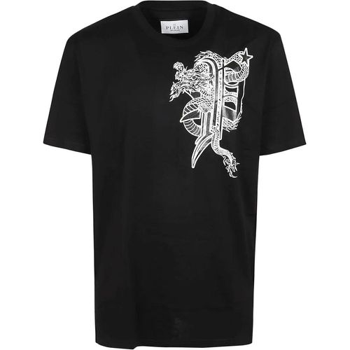 Dragon Graphic Round Neck Short Sleeve T-Shirt - Größe XL - Philipp Plein - Modalova