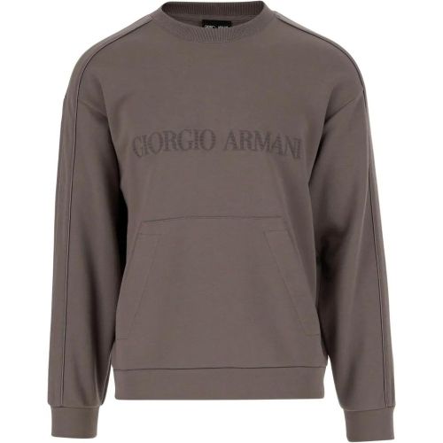 Cotton And Cashmere Sweatshirt With Logo - Größe L - Giorgio Armani - Modalova