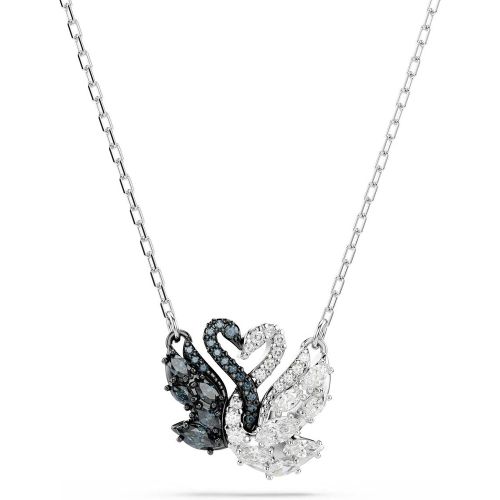 Halskette - Black & White Swan Silberfarben Necklace - Gr. unisize - in Silber - für Damen - Swarovski - Modalova