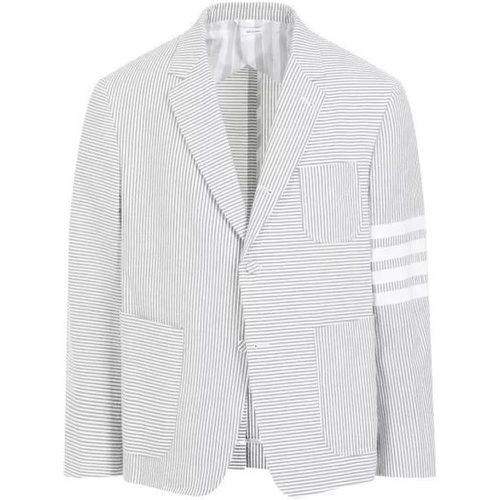 Seersucker Medium Grey Cotton Jacket - Größe 5 - Thom Browne - Modalova