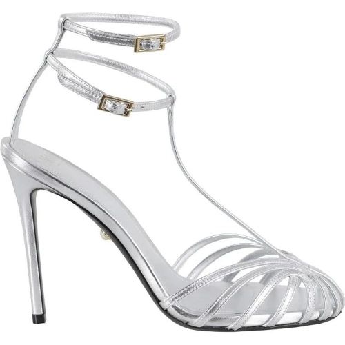 Sandalen - High-Heeled Silver Sandals With Cage Design - für Damen - Aleví Milano - Modalova
