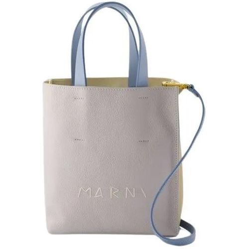 Tote - Museo Soft Mini Shopper Bag - Leather - Blue - Gr. unisize - in - für Damen - Marni - Modalova