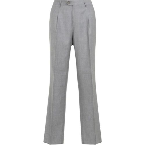 Single Pleat Grey Wool Pants - Größe 48 - ETRO - Modalova