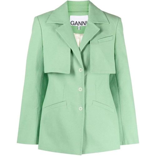 Single-Breasted Spread Collar Blazer - Größe 34 - Ganni - Modalova