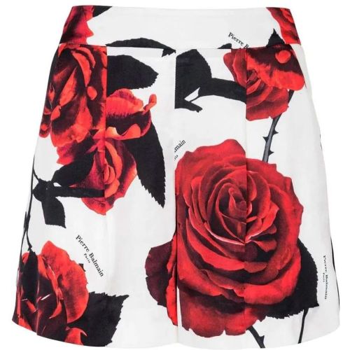 Rose-Print Satin Shorts - Größe 38 - Balmain - Modalova