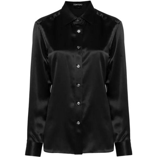 Black Silk Satin Shirt - Größe 40 - black - Tom Ford - Modalova