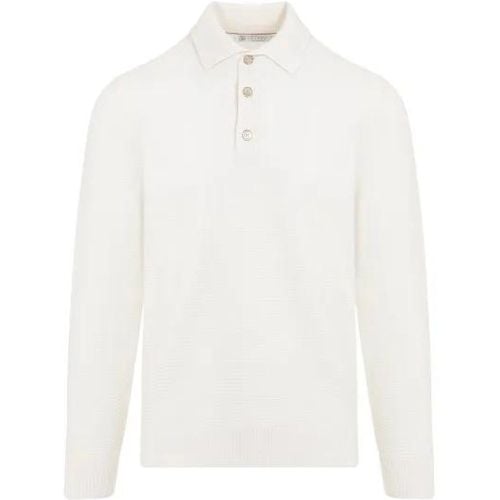 Panama White Cashmere Knit Polo - Größe 48 - BRUNELLO CUCINELLI - Modalova