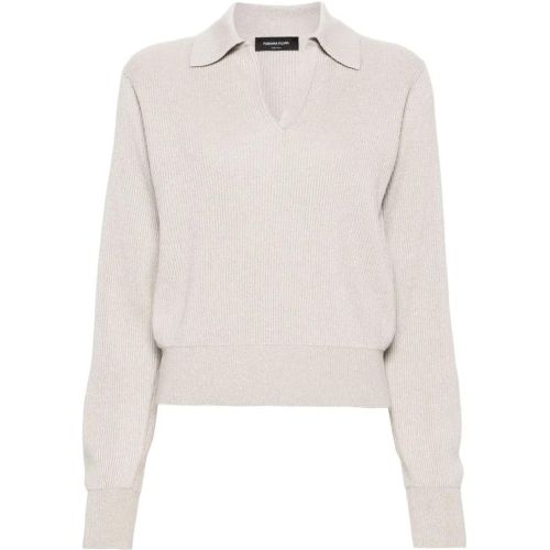 Light Beige V-Neck Knit Sweater - Größe 38 - Fabiana Filippi - Modalova