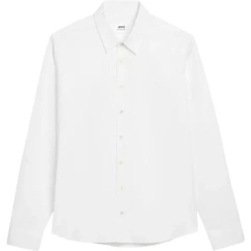 Logo-Embroidered Cotton Shirt - Größe M - white - AMI Paris - Modalova