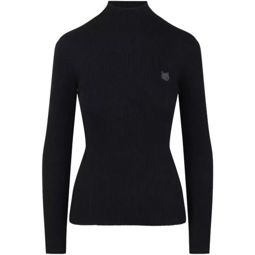 Bold Fox Head Patch Fine Ribbed Turtleneck - Größe S - black - Maison Kitsune - Modalova