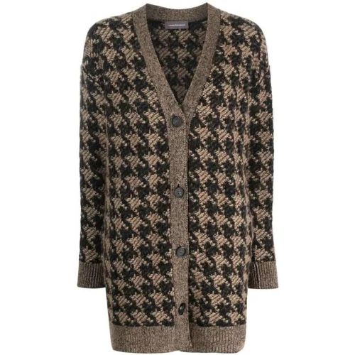 Houndstooth-Pattern Knitwear Cardigan - Größe 40 - brown - Lorena Antoniazzi - Modalova