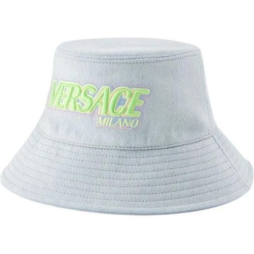 Caps & Mützen - Embroidered Logo Bucket Hat - Denim - Blue - Gr. 58 - in - für Damen - Versace - Modalova