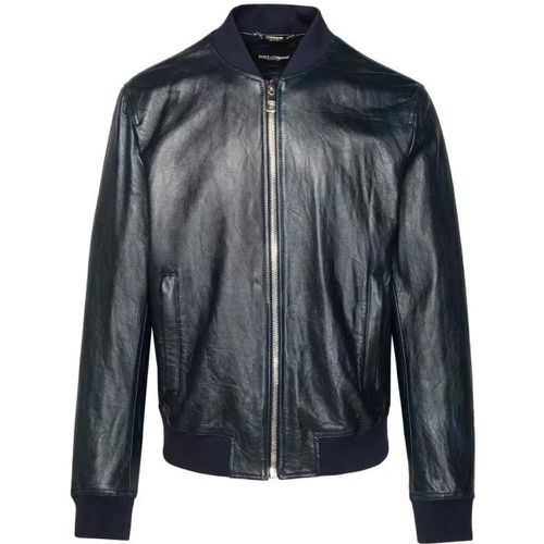 Leather Jacket - Größe 50 - gray - Dolce&Gabbana - Modalova