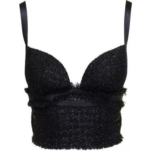 Black Lurex Top With Matching Web Detail In Wool B - Größe 42 - black - Versace - Modalova