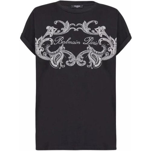 Black Logo-Print Cotton T-Shirt - Größe XS - black - Balmain - Modalova