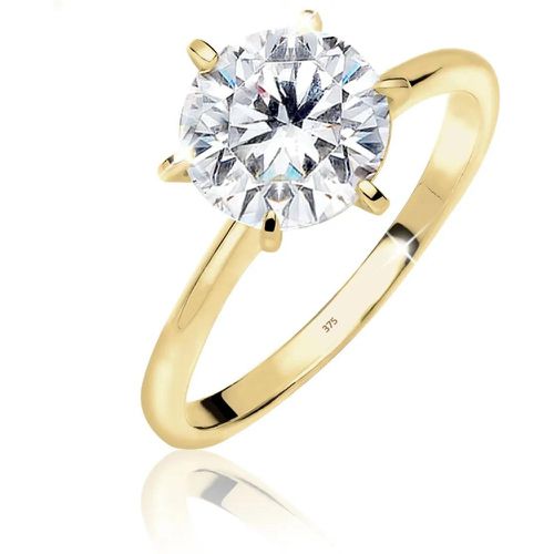 Ringe - Ring Solitär 375 Gelbgold Zirkonia Geschenkidee - Gr. 52 MM - in Weiß - für Damen - Elli - Modalova