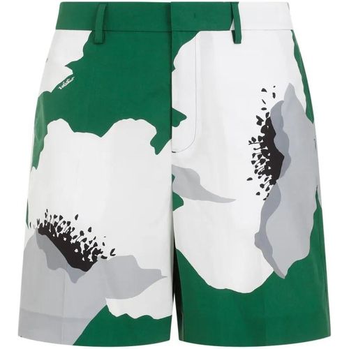 Green And Gray Flowered Cotton Shorts - Größe 48 - Valentino - Modalova